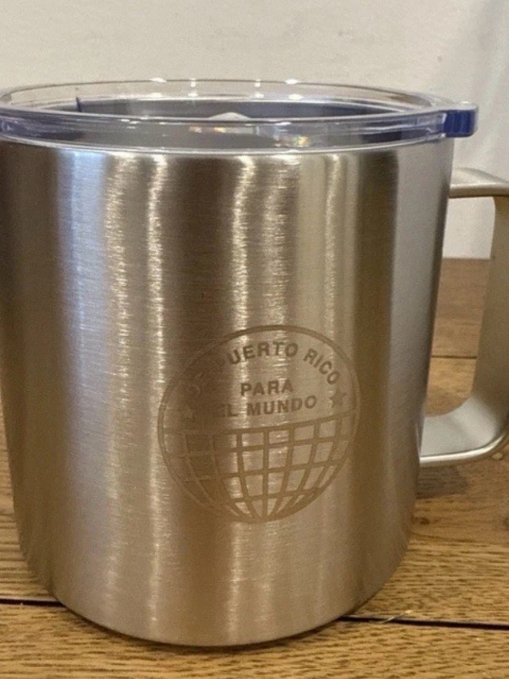 Stainless Steel Insulated Coffee Mug with Clear Lid - Silver